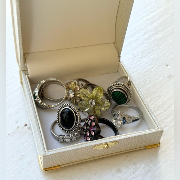 HUGE Costume Ring Bundle Silver Lot Set of 9 Assorted Resellers Resale Haul - Picture 4 of 5